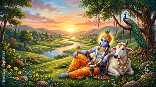 festival of happy shree krishna janmashtami abstract design background