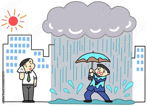 災害のイラスト - ゲリラ豪雨・局地的大雨・集中豪雨