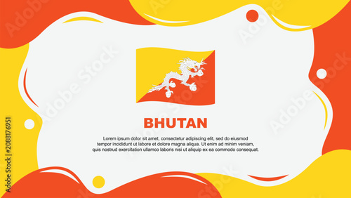 Bhutan Flag Abstract Background Flat Design Template. Bhutan Independence Day Banner Wallpaper Vector Illustration. Bhutan Background