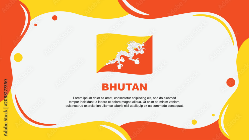 Naklejka premium Bhutan Flag Abstract Background Flat Design Template. Bhutan Independence Day Banner Wallpaper Vector Illustration. Bhutan Banner