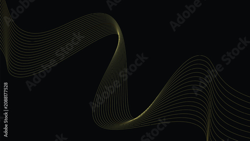 Φωτογραφία Fluid golden linear waves creating a sophisticated modern graphic pattern on bla