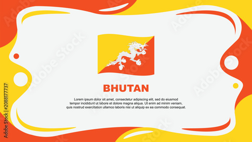 Bhutan Flag Abstract Background Flat Design Template. Bhutan Independence Day Banner Wallpaper Vector Illustration. Bhutan Flag
