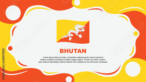 Bhutan Flag Abstract Background Flat Design Template. Bhutan Independence Day Banner Wallpaper Vector Illustration. Bhutan Vector