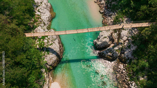 Photography Aerial top down perspective captures turquoise Soca river crystal clear water