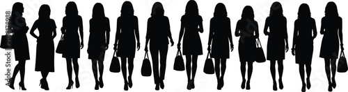 Women Silhouette Collection Holding Handbags for Fashion, Shopping, and Lifestyle Design Projects