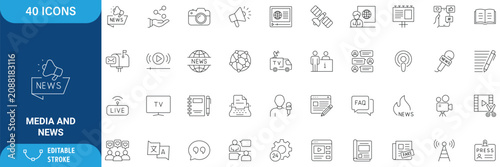 Fotografía Media and news icon set