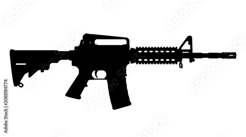 Tableau sur toile Ar 15 Rifle Silhouette Against A White Background