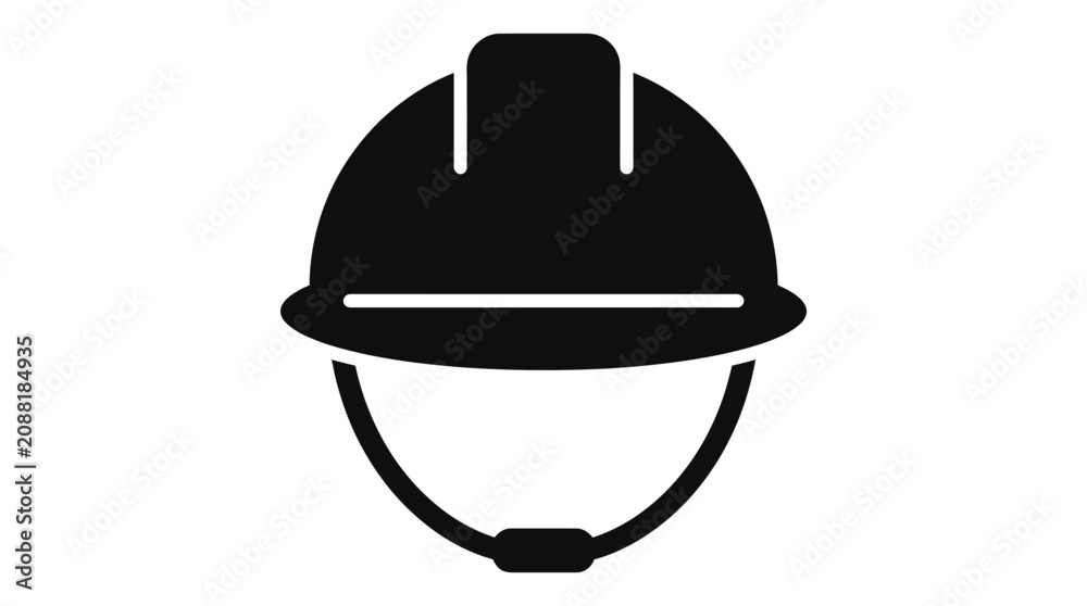 Fototapeta premium Construction Helmet Silhouette On White Background Safety Headwear Icon