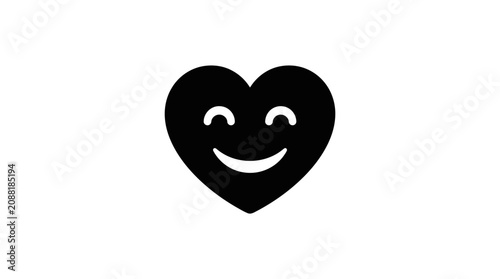 Φωτογραφία Smiling heart shape black silhouette on a white background
