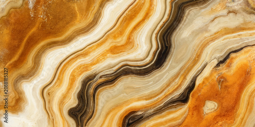 Abstract Stone Texture with Flowing Golden Liquid Waves and Metallic Silk Surface Pattern Background Illustration