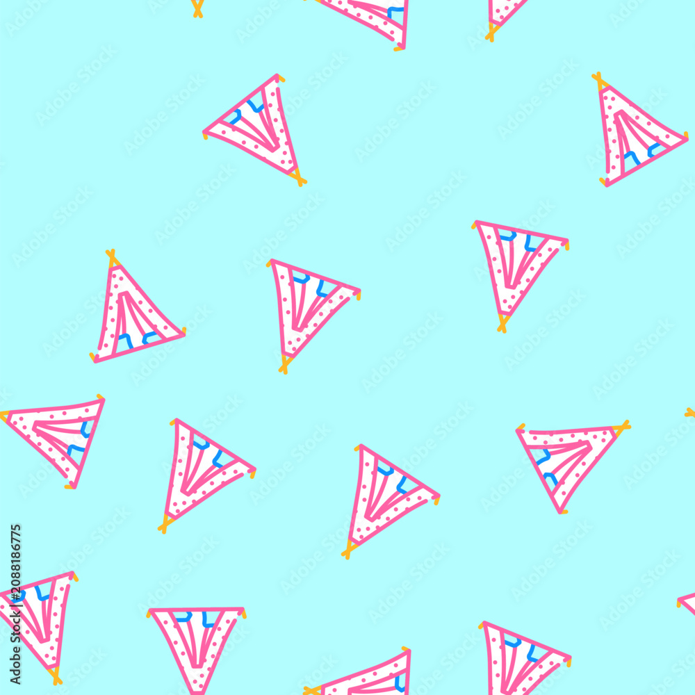 Fototapeta premium teepee tent kid bedroom vector seamless pattern teepee tent kid bedroom sign illustration