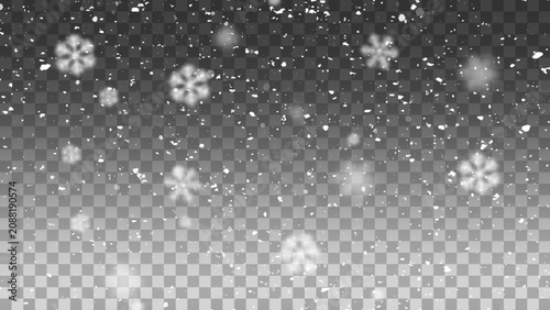 Fotografía Vector heavy snowfall, snowflakes in different shapes and forms