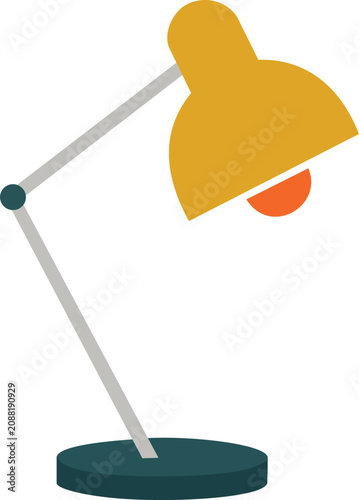 vector illustration of an adjustable yellow desk lamp, symbolizing late-night study sessions, creative focus, and home office productivity.