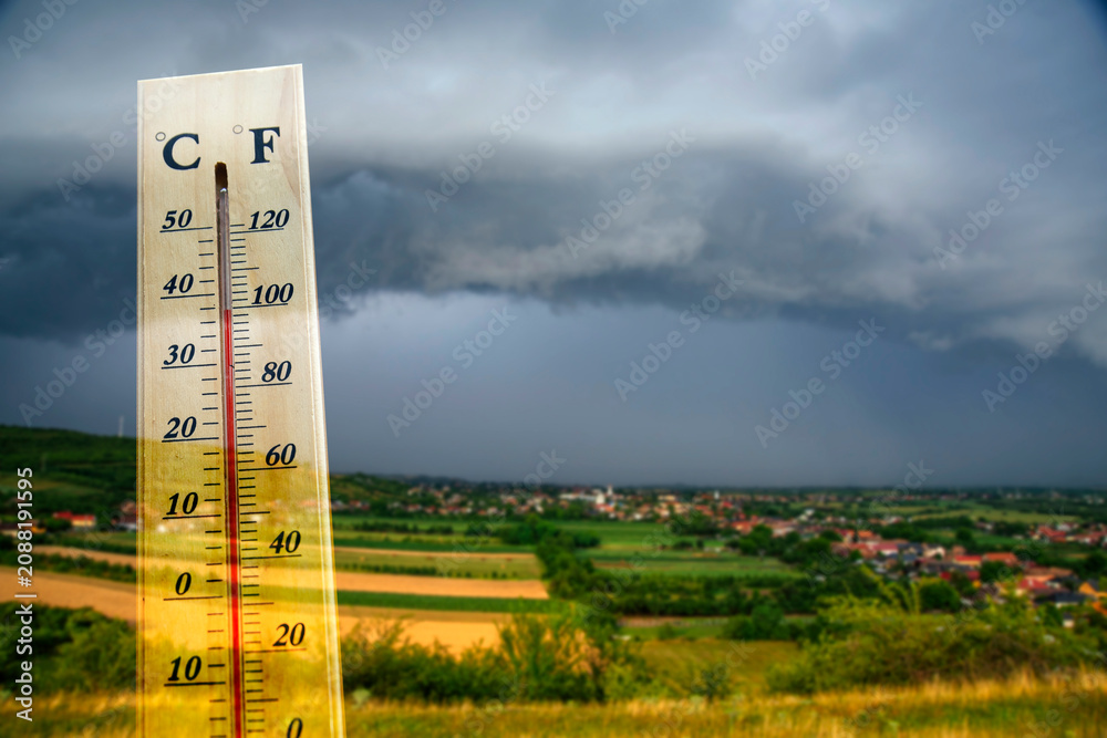 Obraz premium Heat wave and storm. Global warming and climate change concept.