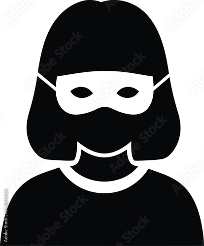 Fotografija Women wearing eye masks profile silhouettes for crime vector illustration