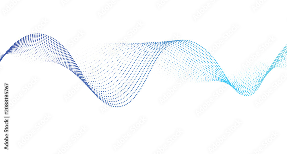 Fototapeta premium Abstract Blue Halftone Dot Wave on White Background