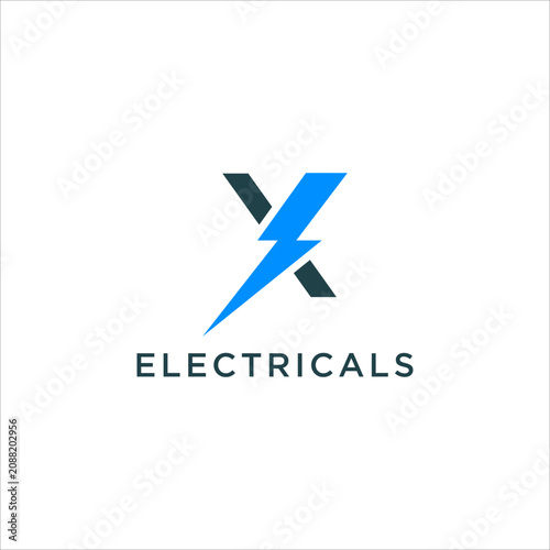 Electrical X Lightning Logo Design Vector with Modern Electric Bolt Lettermark for Power Energy Technology and Electrical Service Branding