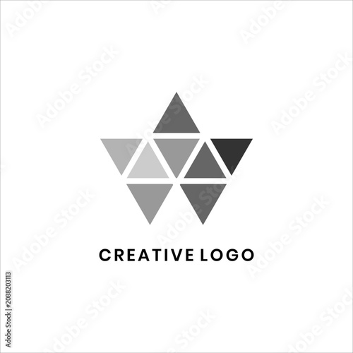 initial W Geometric Triangle Creative Logo Design Vector with Abstract Polygon Shape Symbol for Modern Business Technology Branding Identity