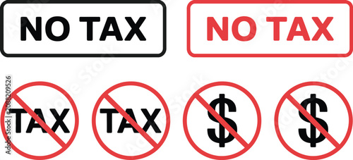 Tableau sur toile No tax icon sign featuring duty free promotion, tax free symbol, tax boycott concept, financial exemption, and retail pricing graphics