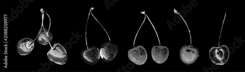 Fotografía Set of sweet cherry negative photocopy effect