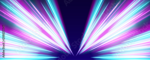 Tableau sur toile Vibrant rainbow expressway with glowing road effect