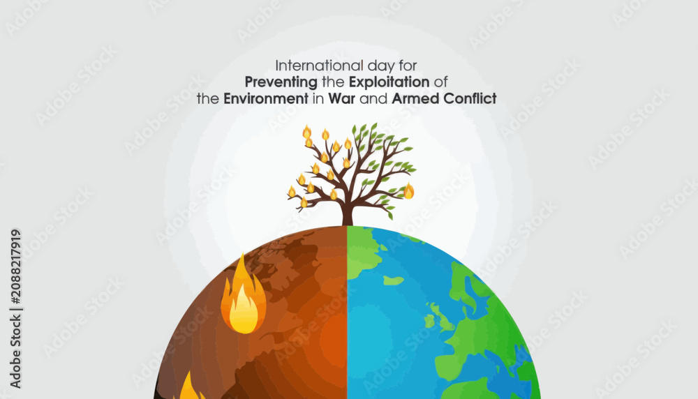 Fototapeta premium International day for preventing the exploitation of the environment in war and armed conflict
