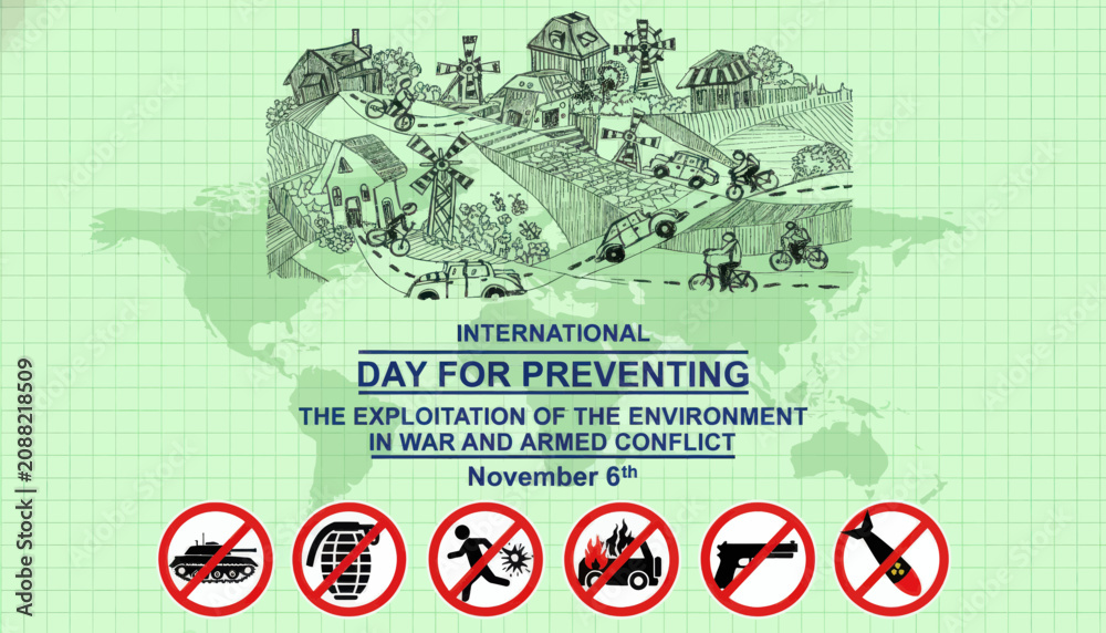 Fototapeta premium International day for preventing the exploitation of the environment in war and armed conflict