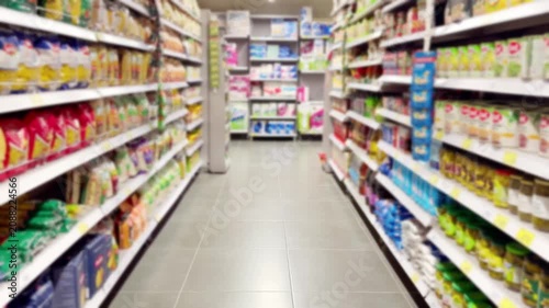 Moving Along the Shelves in a Grocery Store.