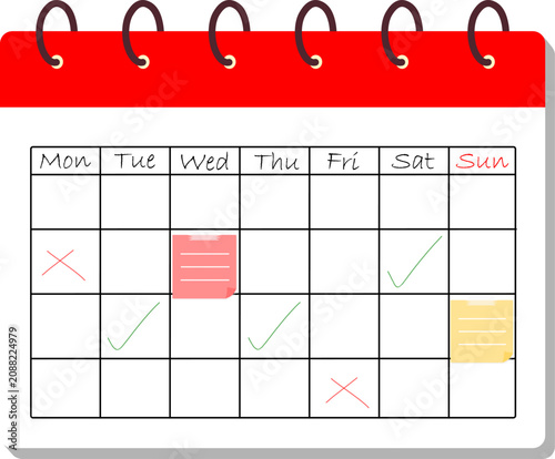 Monthly Planner Calendar, Schedule Organization and Productivity Concept