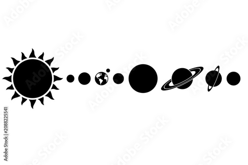 Фотография Physics science gravitation sun earth saturn moon icons space art set