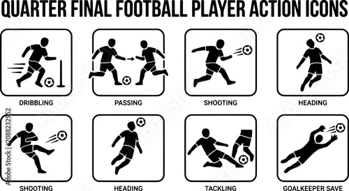 Canvastavla Football player action icons set