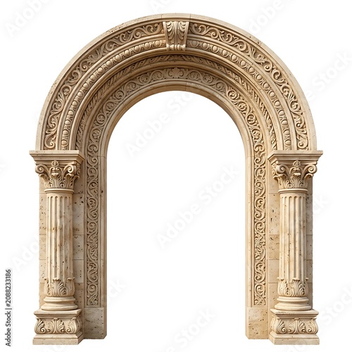 Ornate ancient stone archway with intricate carvings architecture building historical structure
