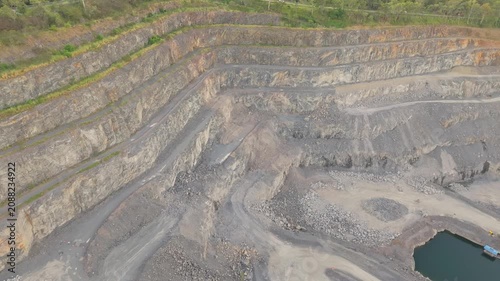 Aerial View of Active Quarry with Rock Terraces in Brisbane Queensland Australia
