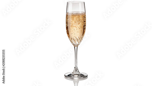 Canvastavla Elegant crystal glass filled with sparkling champagne isolated on transparent ba