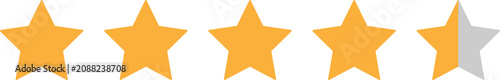 A user experience icon featuring yellow stars with four full stars and one half star. A symbol for customer reviews and feedback.