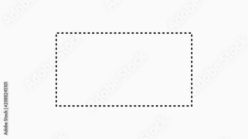 Animated Dashed Rectangle Border Frame on White Background . 4K Video
