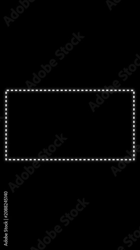 Dotted line rectangle frame animation on white background.4k video concept