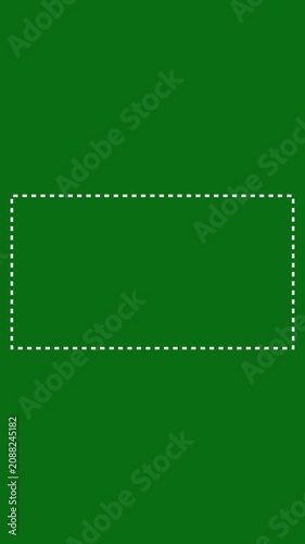 Animated Dashed Rectangle Border Frame on White Background . 4K Video