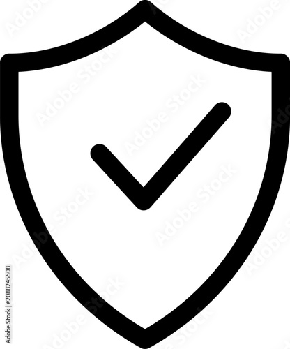 Security shield with checkmark line icon