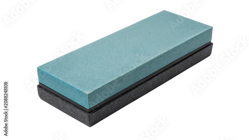 Quadro em tela Classic grey rectangular whetstone sharpening stone block isolated on a transpar