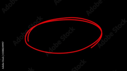 hand drawing circles animation on black background.4k video animation