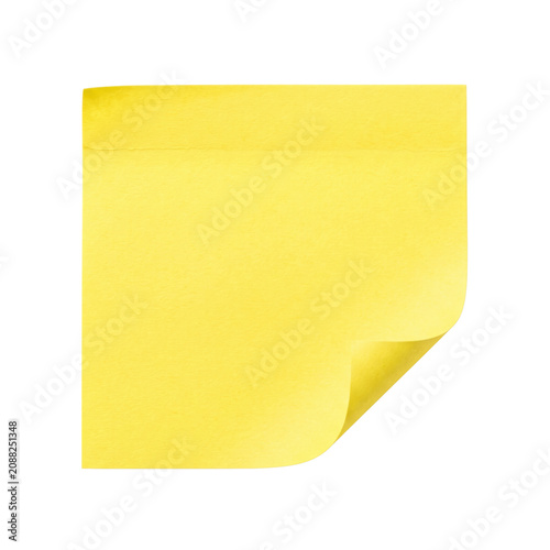 Obraz na plátně Blank square yellow sticky note with curling corner