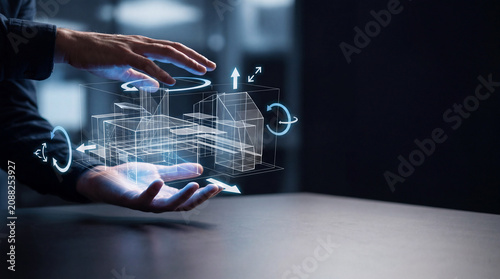 Abstract 3D Holographic Architecture and Spatial Design Visualization