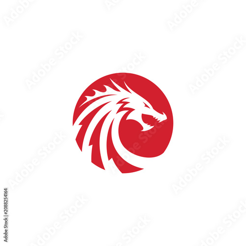 Εκτύπωση καμβά Striking red dragon emblem vector logo capturing the essence of legendary streng
