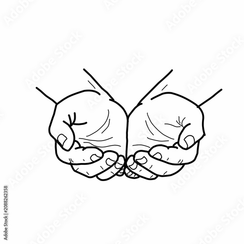 Canvastavla Hand holding up asking vector