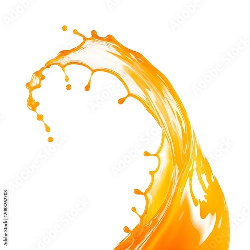 Juice splash, orange liquid wave, dynamic drink swirl, splash background