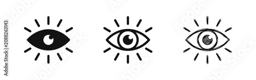 Fotografie Eye vision icon set, observation and surveillance symbols