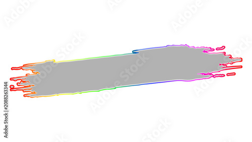 Colorful brush stroke, gray paint smear, rainbow border, abstract background texture