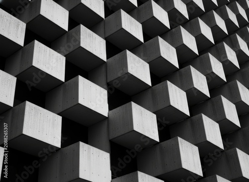 Abstract Geometric Brutalist Architecture Concrete Cube Pattern Background