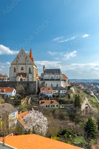 Znojmo cityscape presenting Gothic church of Saint Nicholas